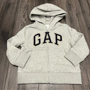 baby Gap Black Logo Zip Up Grey Hoodie